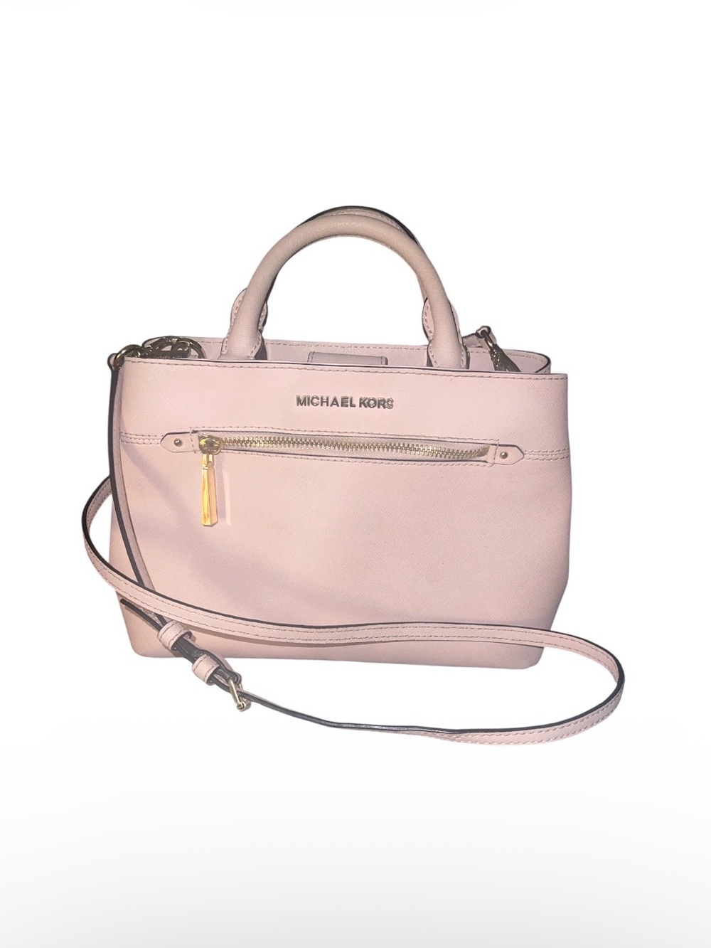 Michael Kors Blush Pink Leather Satchel with Adjustable Crossbody Strap